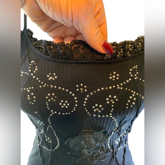 Texas Lady Boutique Stretch OS Bling Strappy Top with Chrome Details - Picture 4 of 6